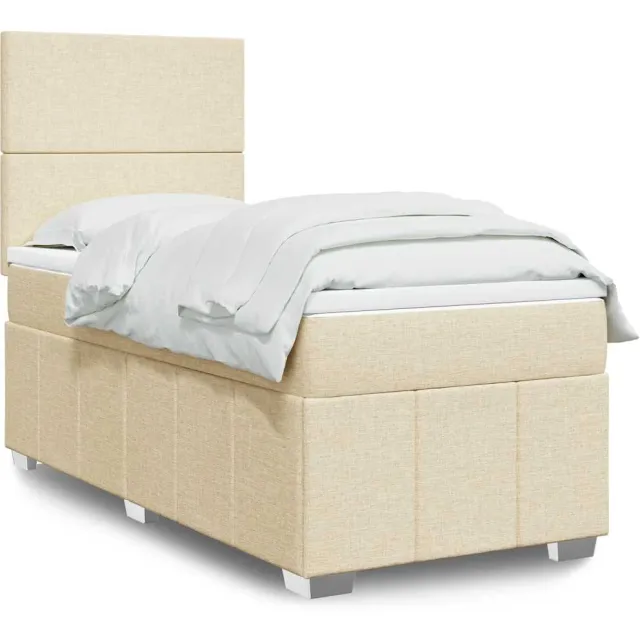 vidaXL Boxspring met matras stof crèmekleurig 80x200 cm