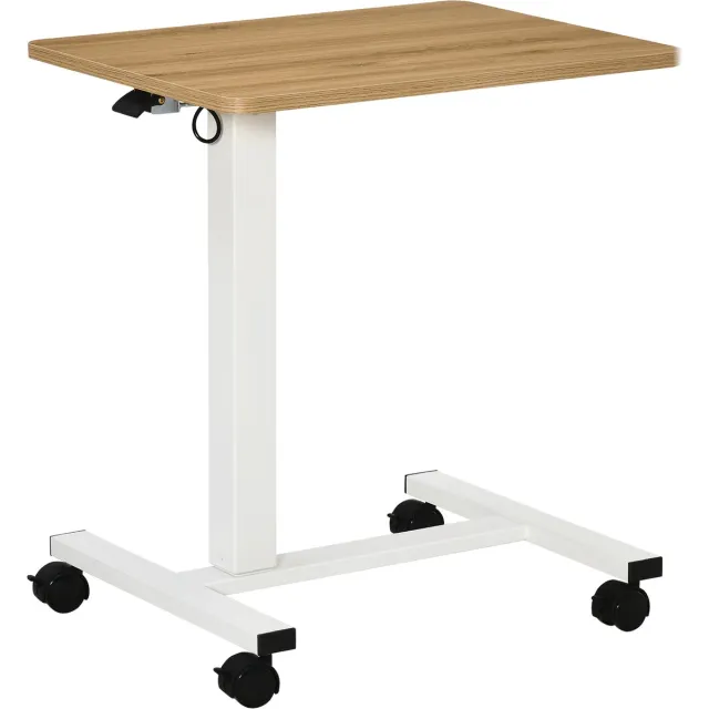 Clruro Bureaus - 70-110 cm - Verstelbaar Steh-Sitz Bureau - C-Vormig, Rollen - MDF - Natuurlijk Wit