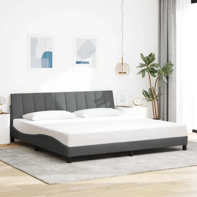 vidaXL Bedframe zonder matras "Hanko" stof donkergrijs 200x200 cm grijs