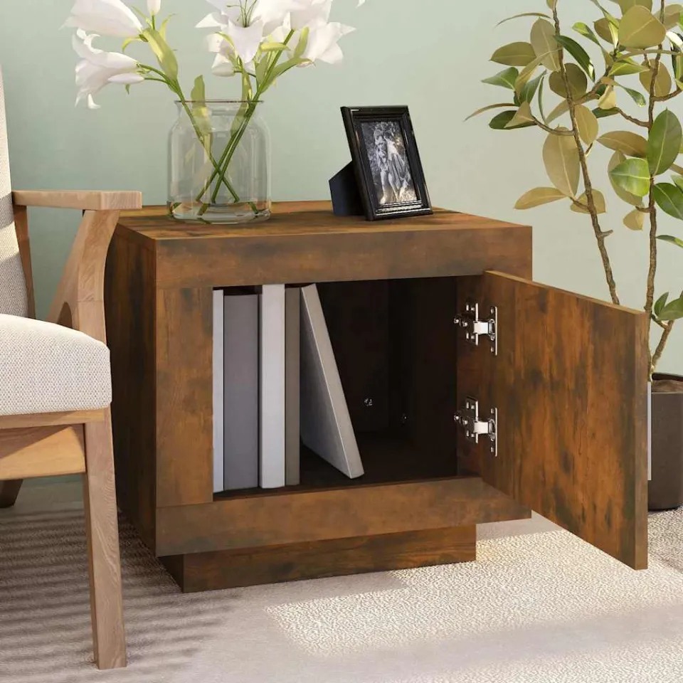 vidaXL Salontafel 51x50x45 cm bewerkt hout gerookt eikenkleurig, foto 3