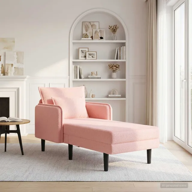 vidaXL Grote chaise longue Roze Bouclé