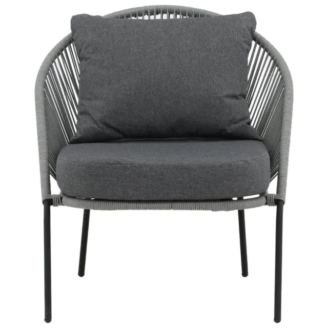 Nest of Nora Loungestoel voor buiten - Aluminium frame met gevlochten touw - Grijs