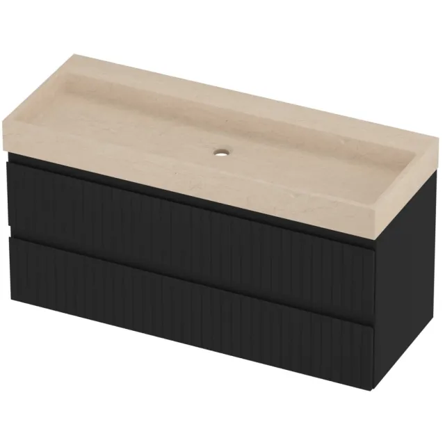 Proline Evoli Badmeubelset Hardsteen Loft Zonder Gat 120x46x62 cm Sand Stone Mat Zwart