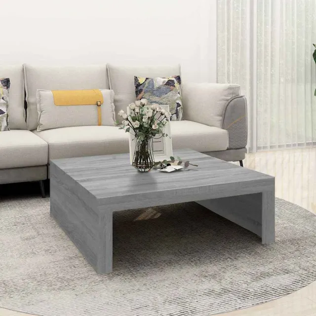 vidaXL Salontafel 100x100x35 cm bewerkt hout grijs sonoma eikenkleurig, foto 2