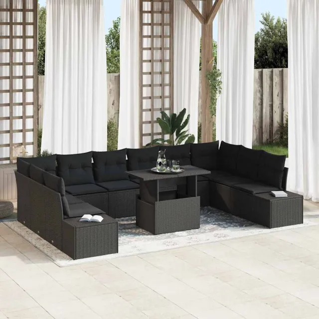 vidaXL Tuin Sofa Set 11 st Zwart poly rattan