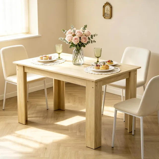 MODENUIT Eettafel - Rechthoekig Met Melamine Oppervlak - Voor Keuken En Woonkamer - Spaanplaat - Eiken - 120x69x75 Cm Eikenkleur