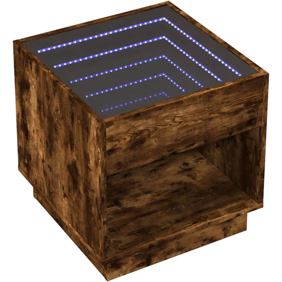 vidaXL Nachtkastje met Infinity LED 50x50x50 cm gerookt eikenkleurig, foto 4