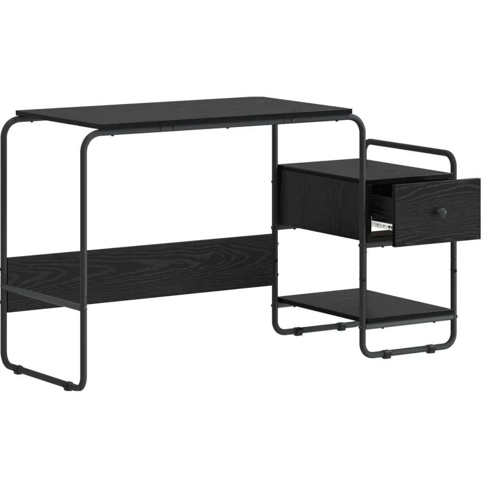 vidaXL Bureau met opbergruimte Zwart eiken 131,5 x 50 x 75,5 cm