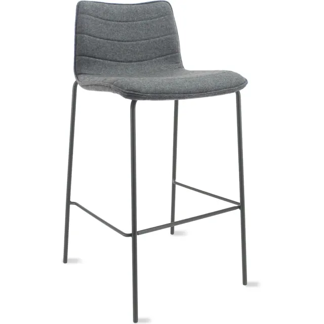 Workliving Verona Barkruk 75 cm - Wolvilt Fenice 602 middengrijs - frame zwart Middengrijs - Zwart