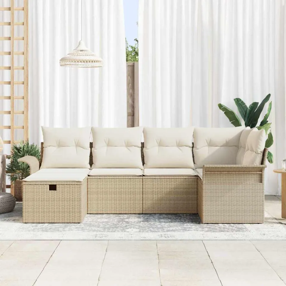 vidaXL Tuin Sofa Set 6 st Poly riet zwart, foto 2