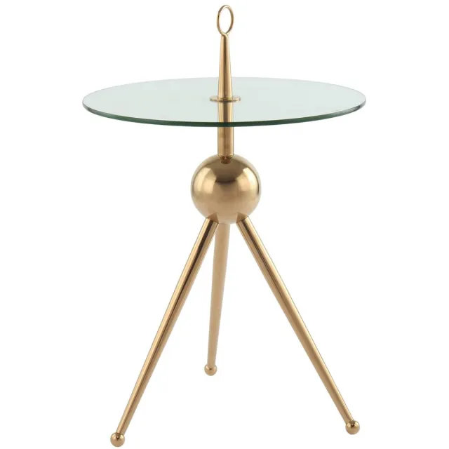 Padiro ronde bijzettafel - Ø 46 x 70 cm - Roségoud / Transparant - Modern Art deco Glamour - Glas, Roestvrij staal - gehard glas