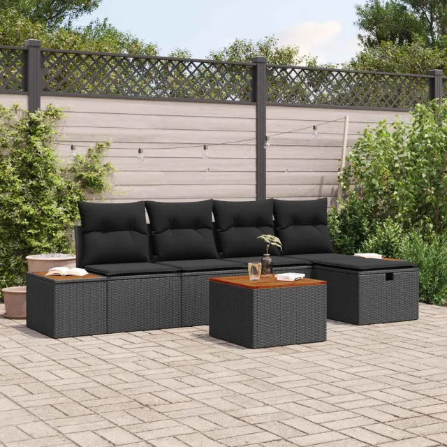 vidaXL Tuin Sofa Set 6 st Zwart poly rattan, foto 2