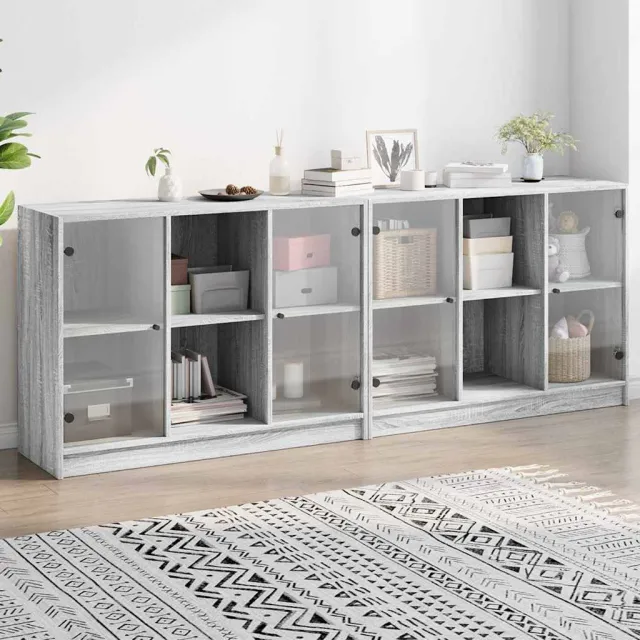 vidaXL Boekenkast met deuren 204x37x75 cm hout grijs sonoma eikenkleur