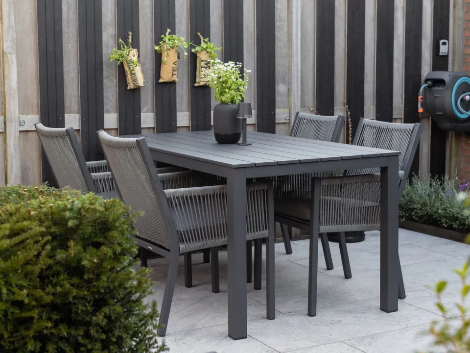 Manifesto Furniture Manifesto Rivola/Menzano 160cm dining tuinset 5-delig grijs, foto 4
