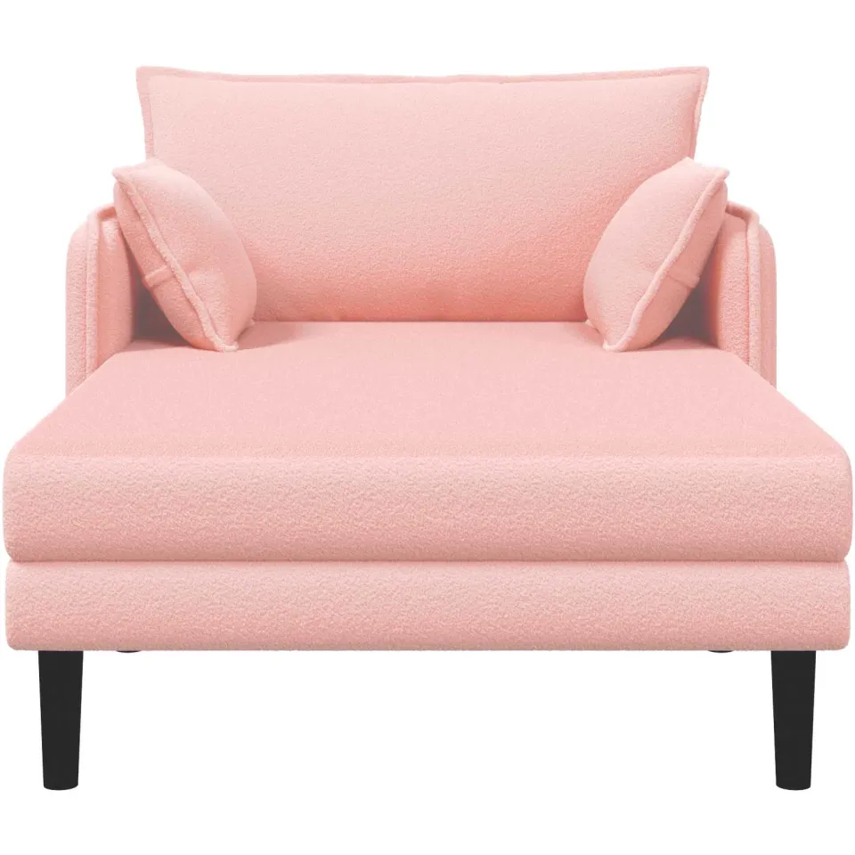 vidaXL Grote chaise longue Roze Bouclé