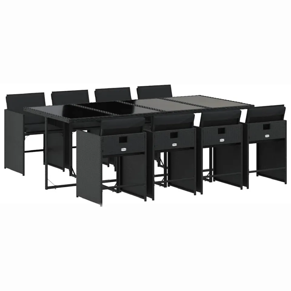 vidaXL 9-delige Tuinset poly rattan zwart, foto 3