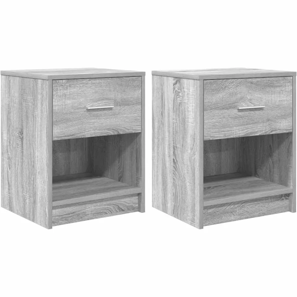 vidaXL Nachtkastjes 2 st met lade 40x34x50 cm grijs sonoma eiken, foto 3