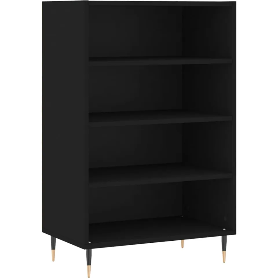vidaXL Hoge kast 57x35x90 cm bewerkt hout zwart, foto 3