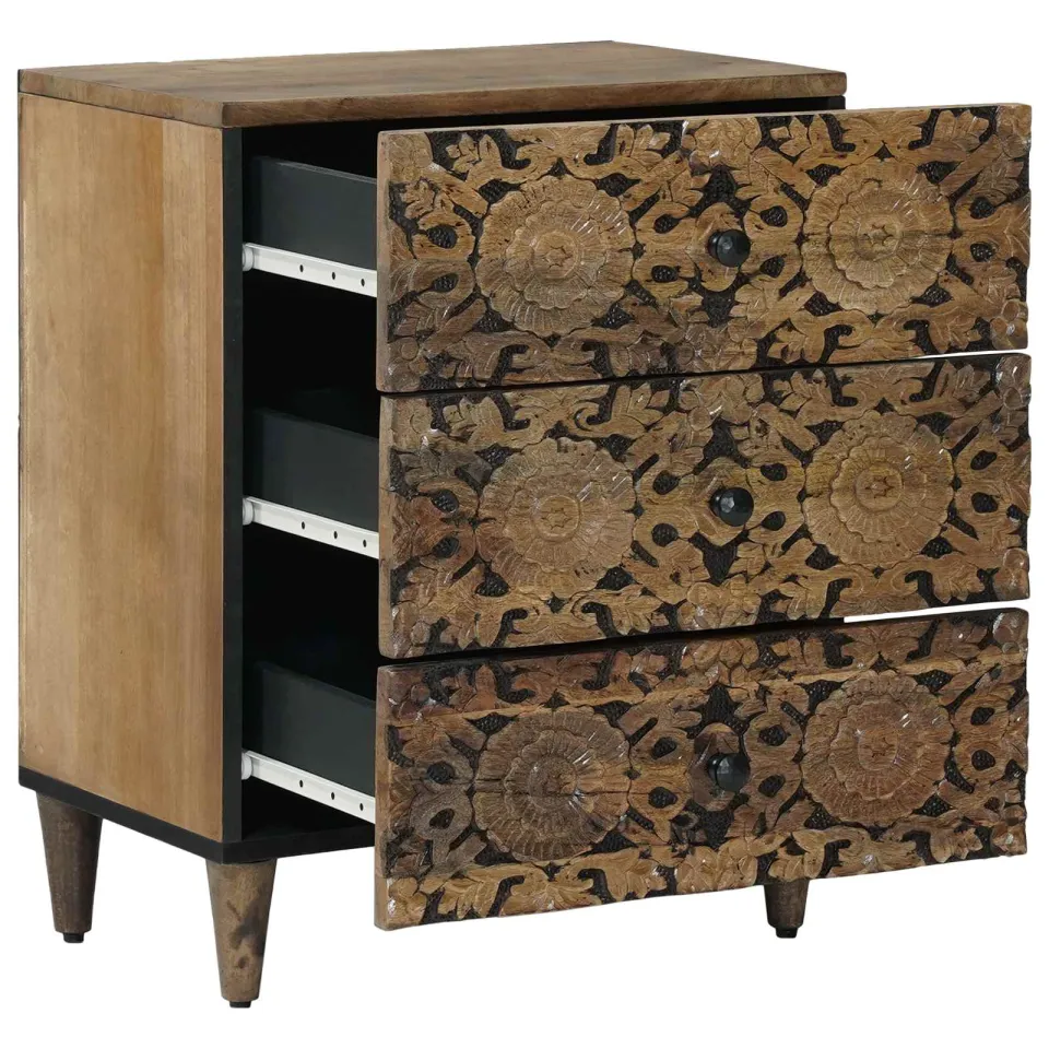 vidaXL Bed kast Bruin 50 x 33 x 60 cm Massief Mango Hout, foto 2