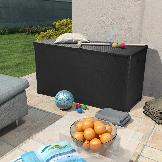 vidaXL Tuinbox 120x56x63 cm polypropeen rattan antracietkleurig Anthraciet