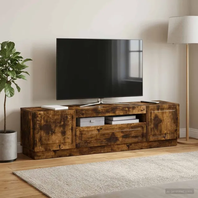 vidaXL LED tv-meubel Gerookt eiken Bewerkt hout, foto 2