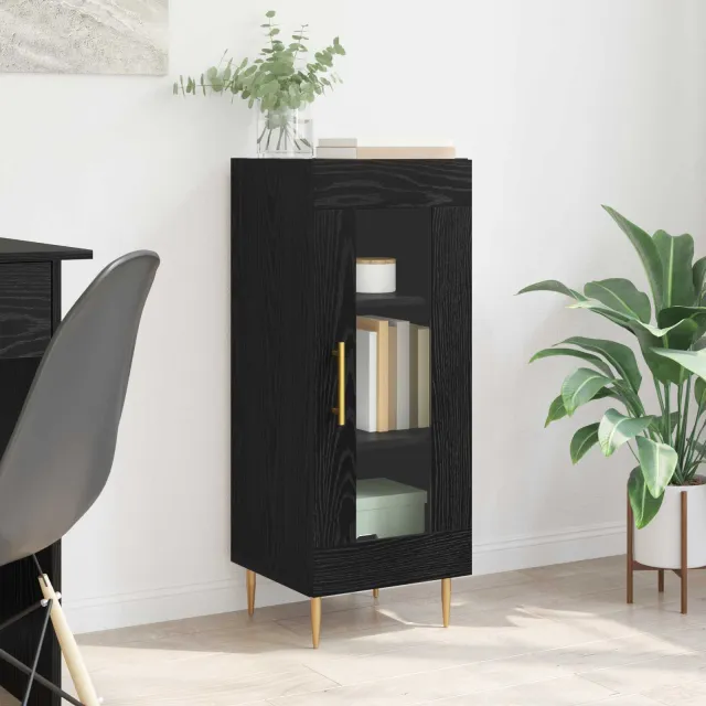 vidaXL Dressoir Zwart eiken 34 x 34.5 x 90 cm Bewerkt hout, foto 2