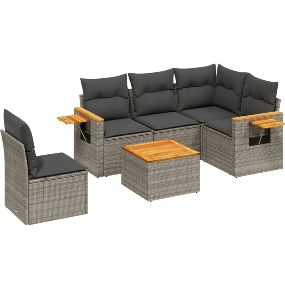 vidaXL Patio Sofa Set 6-zits Grey Grijs