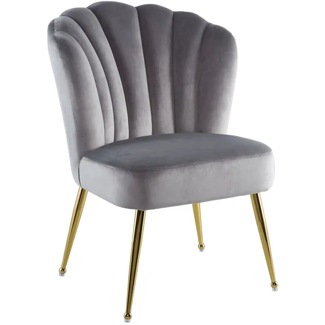 Padiro schelpstoel - 67 x 70 x 87 cm - Grijs - Hotel-chic - Polyester, Fluweel, IJzer - zonder armleuningen - met rugleuning