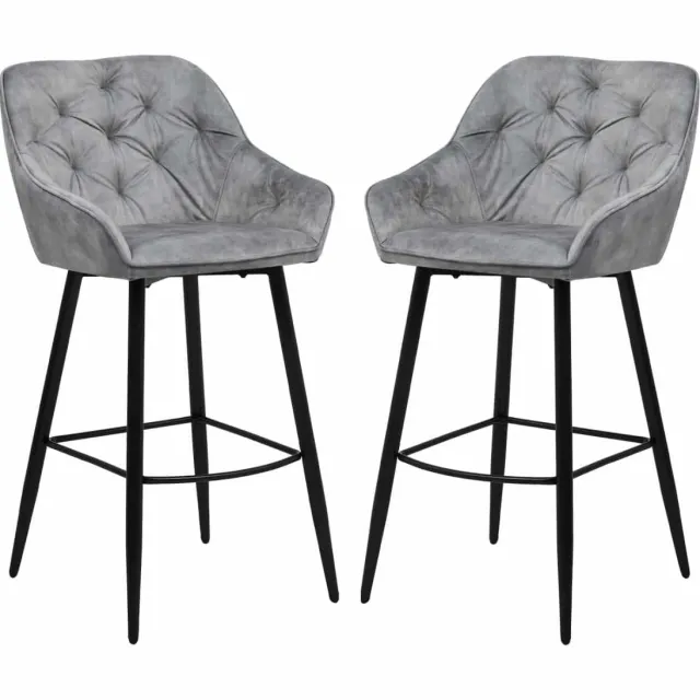 Barkruk Liverpool lichtgrijs velours | set van 2
