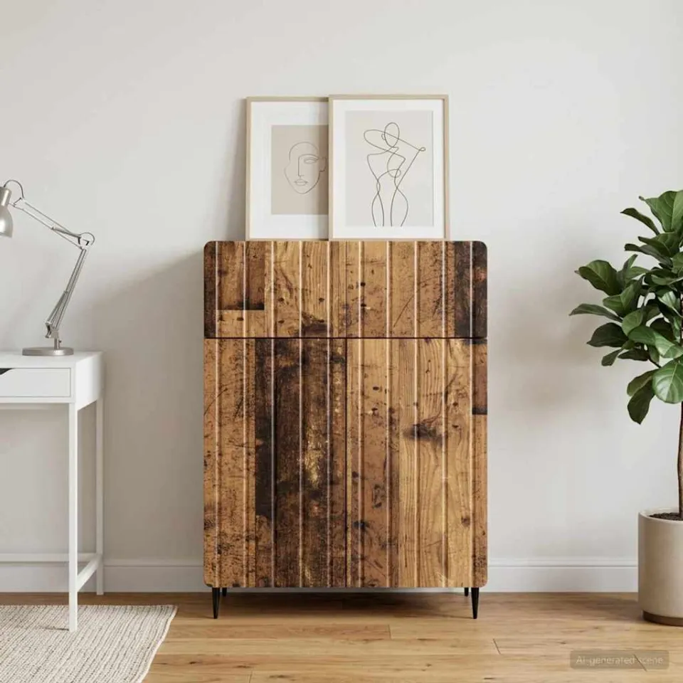 vidaXL Dressoir Oud hout 66 x 34,5 x 92 cm Bewerkt hout bruin, foto 3