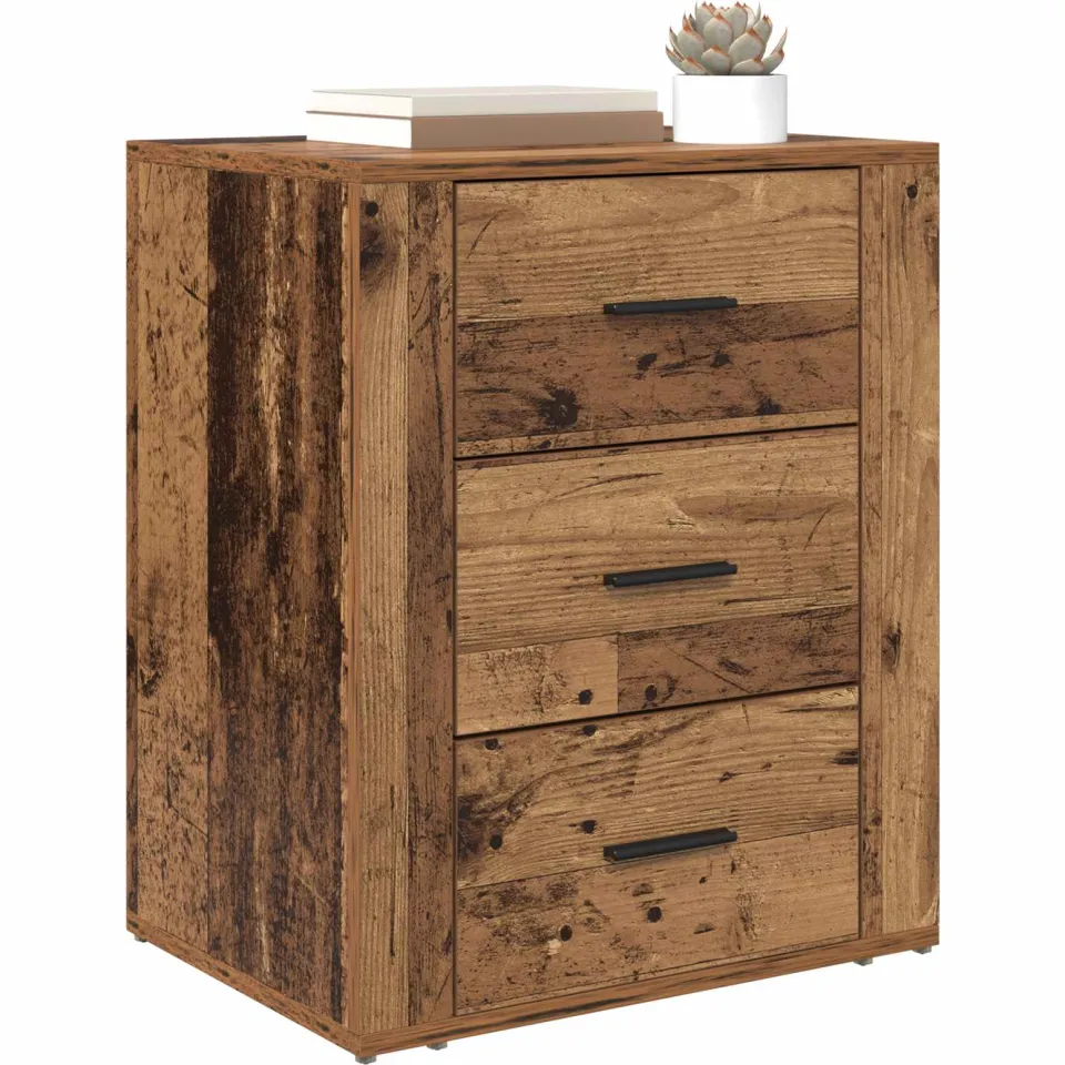 vidaXL Nachtkastje Oudhout 35 x 50 x 60 cm Bewerkt hout Bruin