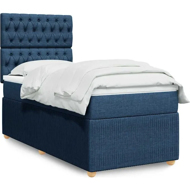 vidaXL Boxspring met matras stof blauw 80x200 cm
