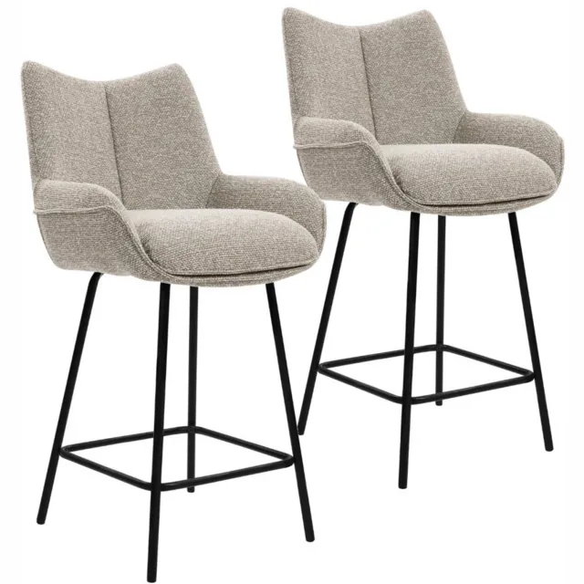 DS4U Ivan barkruk 65 cm - Set van 2 - Champagne - Stof - Met armleuning