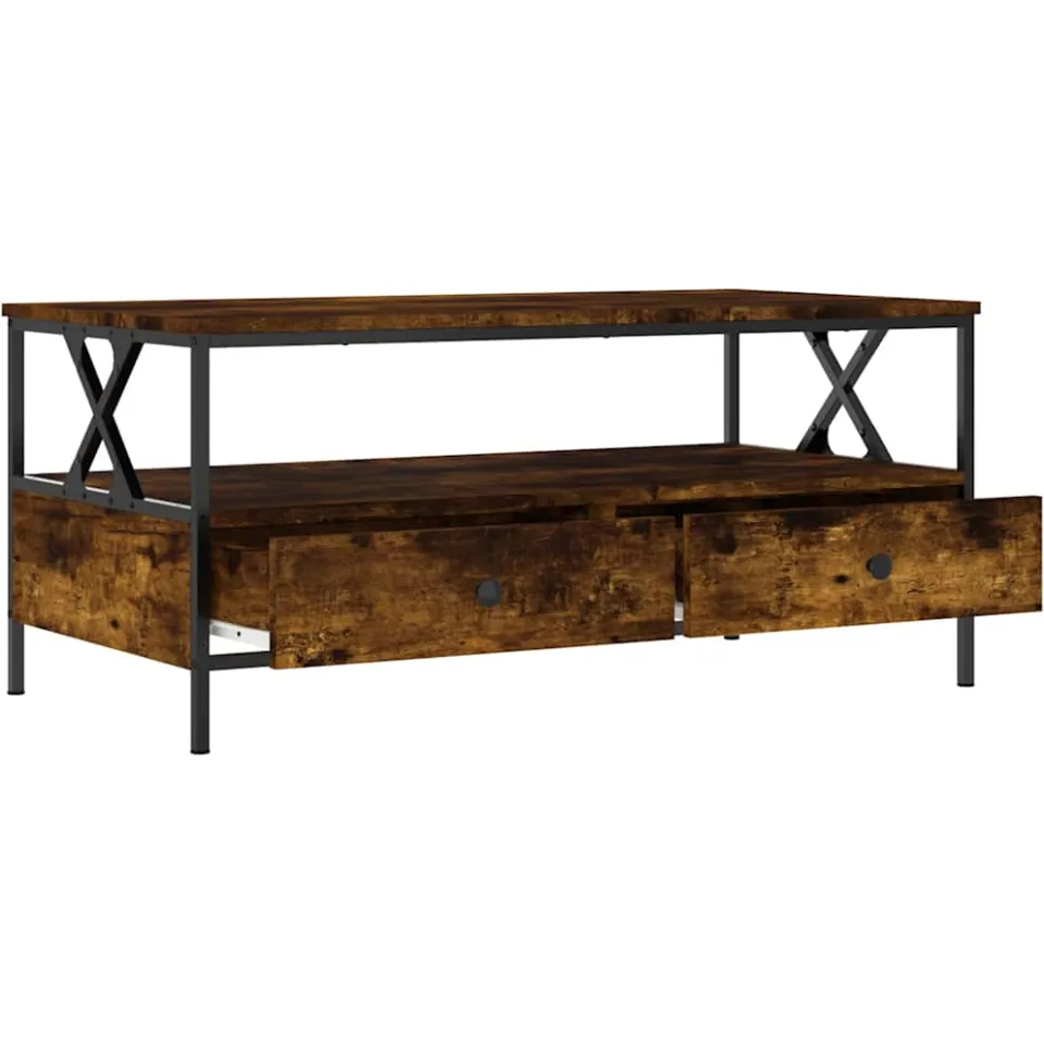 vidaXL Salontafel 100x51x45 cm bewerkt hout gerookt eikenkleurig Bruin