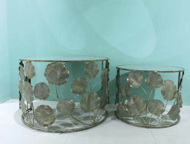 PTMD Kenzie Brass ijzeren bladeren salontafel Brons