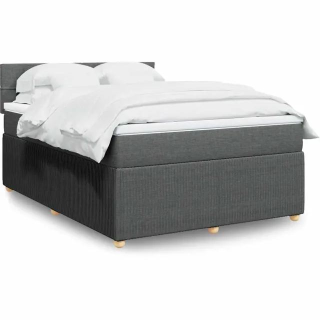 vidaXL Boxspring met matras stof donkergrijs 160x200 cm grijs