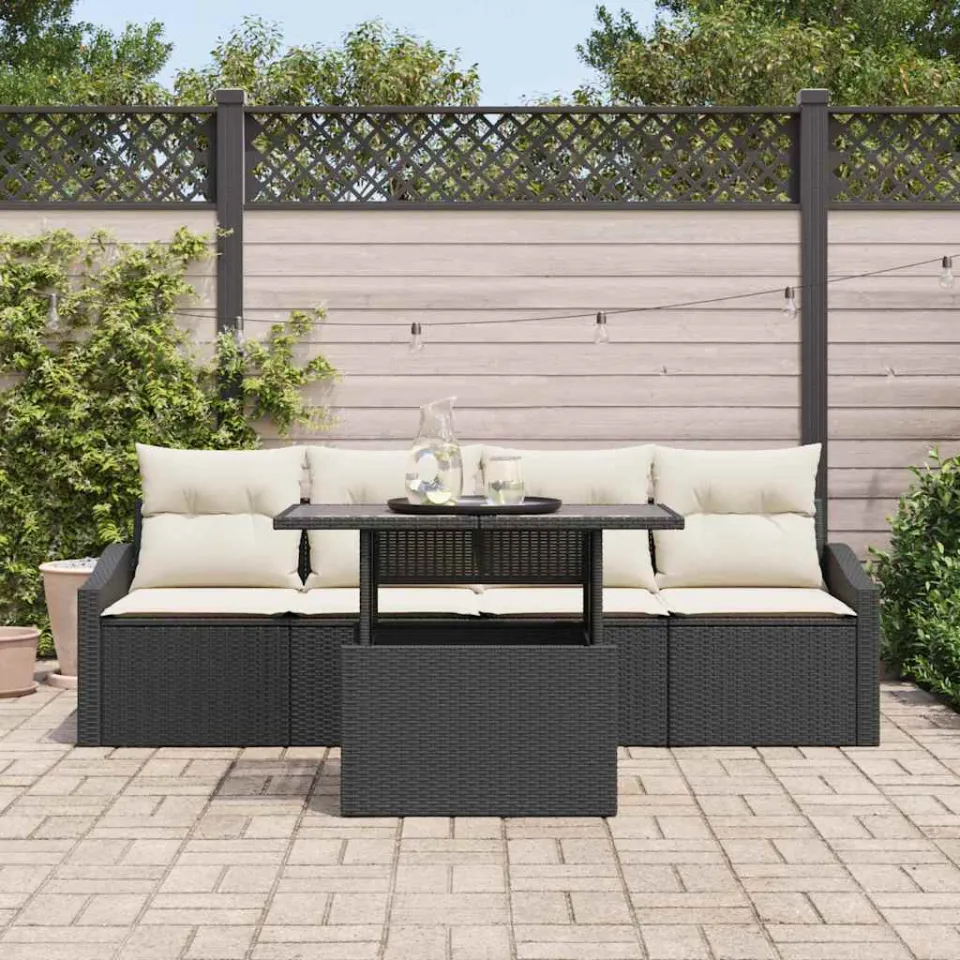 vidaXL Tuin Sofa Set 5 st Zwart poly rattan, foto 3