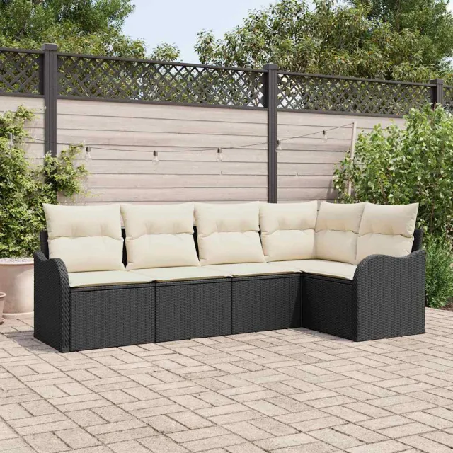 vidaXL Tuin Sofa Set 5 st Zwart poly rattan, foto 2