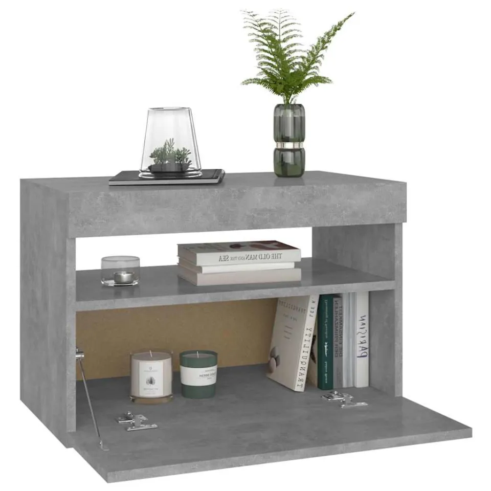 vidaXL Nachtkastjes 2 st met LED-verlichting 60x35x40 cm betongrijs grijs, foto 3