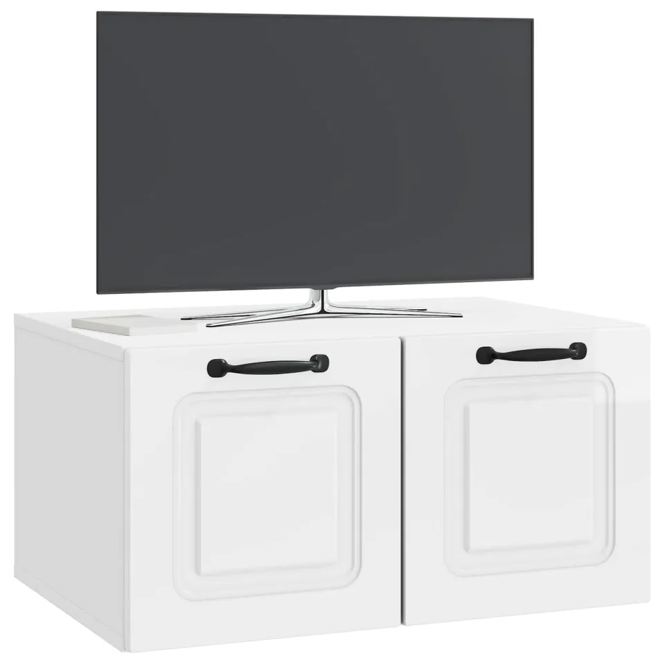 vidaXL Wandbeugel TV-kast Hoogglans Wit 59,5 x 41 x 30 cm Bewerkt hout