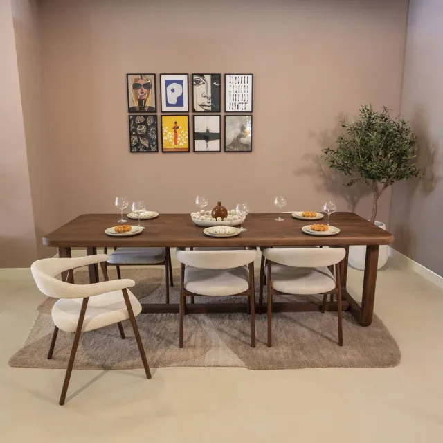 DÉJA Living Eettafel 250cm Loja - Rechthoek Donkerbruin Mangohout - Mid Century - 2-4 Personen