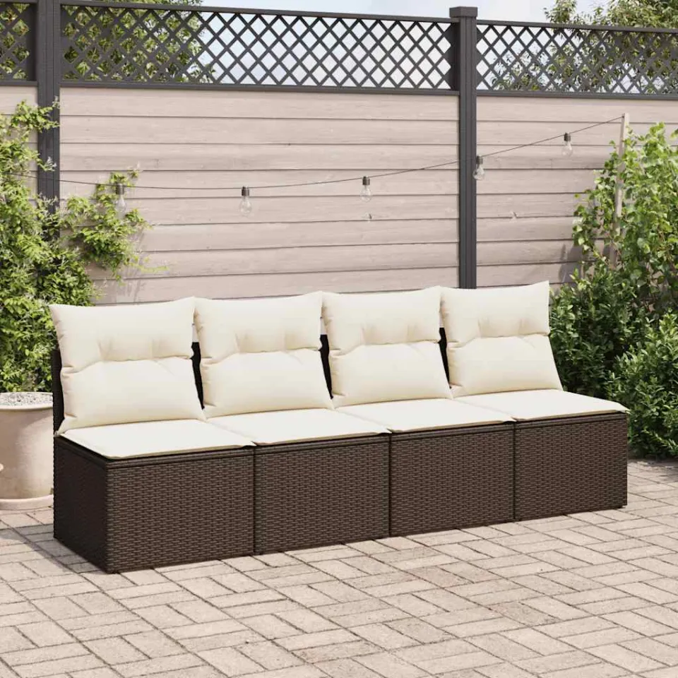 vidaXL 2-delige Loungeset met kussens poly rattan acacia bruin, foto 3