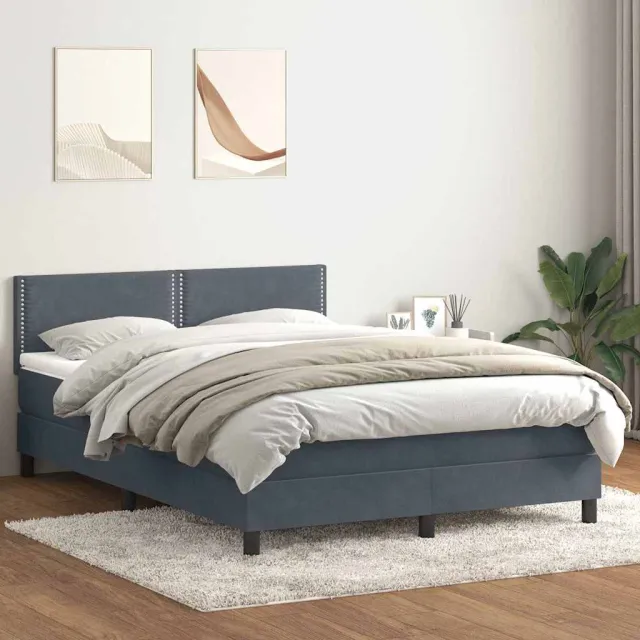 vidaXL Boxspring met matras fluweel donkergrijs 160x210 cm grijs