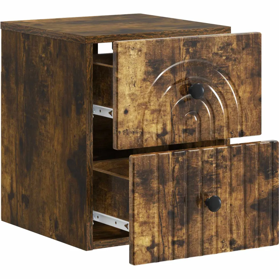 vidaXL Wandbeugel Bedkast Gerookt eiken 33 x 34,5 x 40 cm Bewerkt hout, foto 3