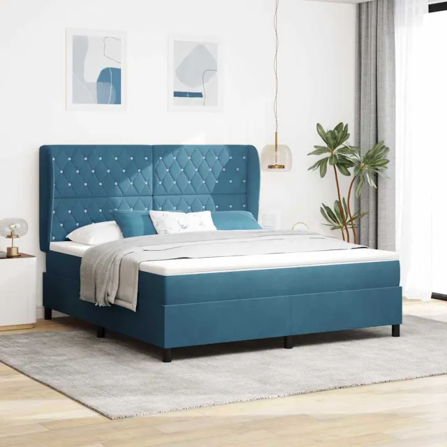 vidaXL Boxspringbed met hoofdeinde Donkerblauw 200 x 180 cm Fluweel