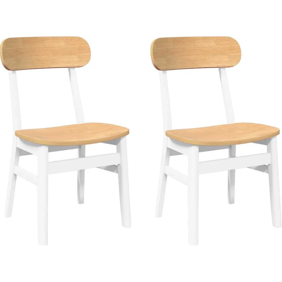 vidaXL Eetkamerstoelen 2 st massief hout rubber wit