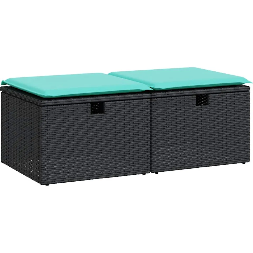 vidaXL 2-delige Loungeset met kussens poly rattan acacia zwart