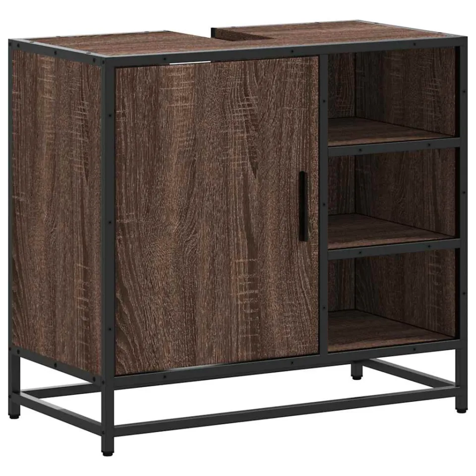 vidaXL Wastafelkast 65x33x60 cm bewerkt hout bruin eikenkleur, foto 3