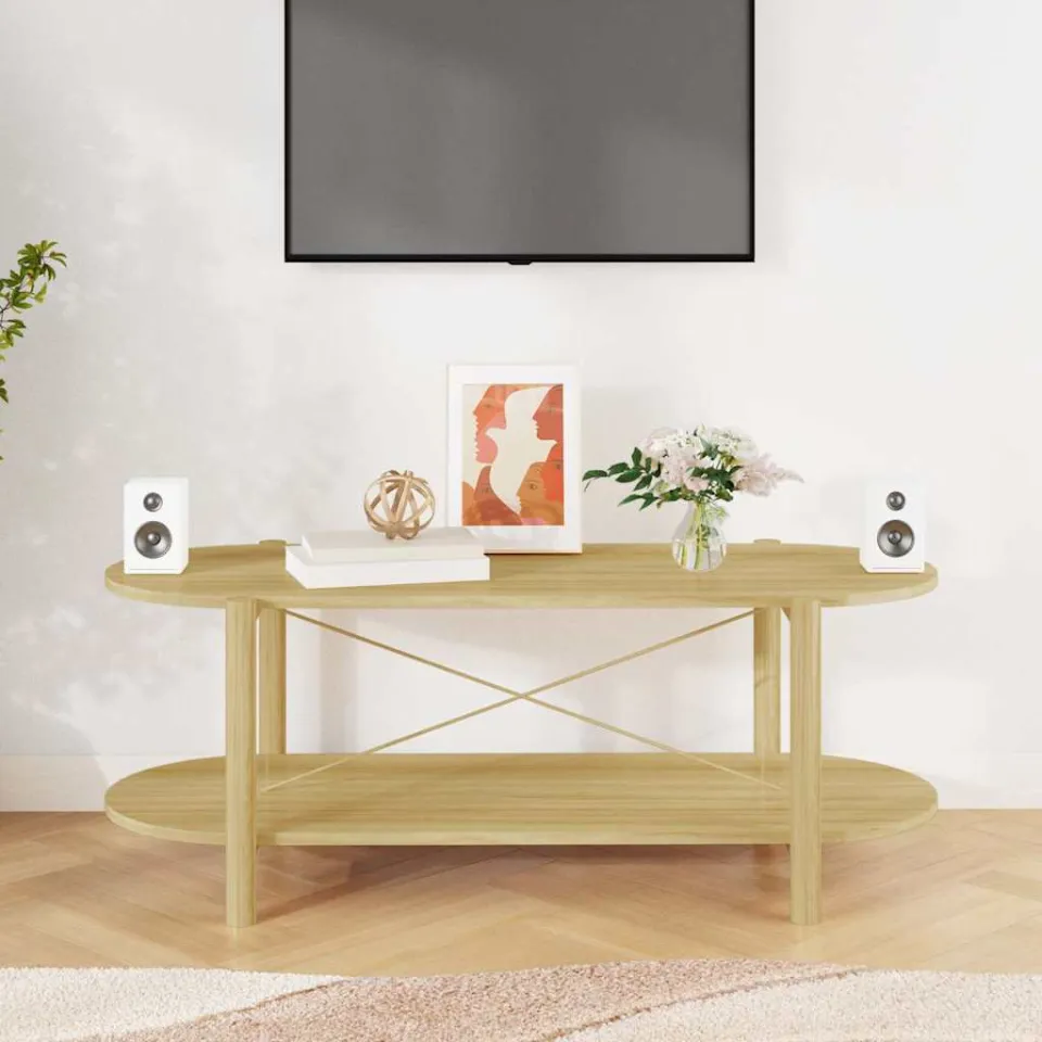 vidaXL Salontafel 110x48x40 cm bewerkt hout bruin, foto 3