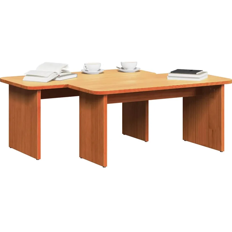vidaXL Salontafel 2 st Wasbruin 100 x 69 x 35,5 cm Massief grenenhout